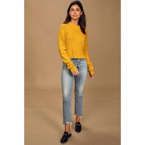 Lulus Huddle Up Mustard Yellow Knit 